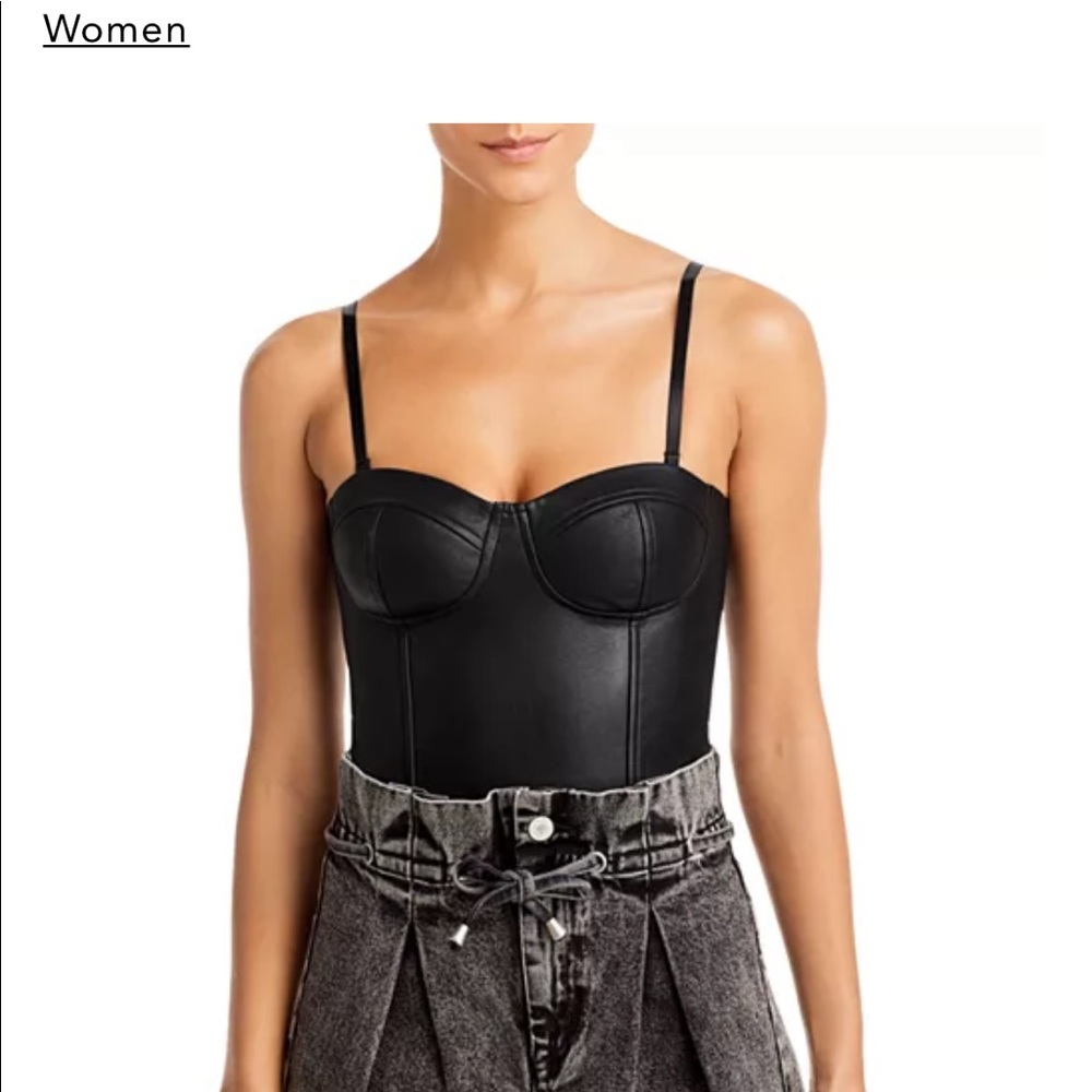 Aqua Faux Leather Bustier Bodysuit